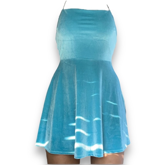 🦋 beautiful blue velvet a-line urban outfitters dress🦋 - Picture 2 of 7